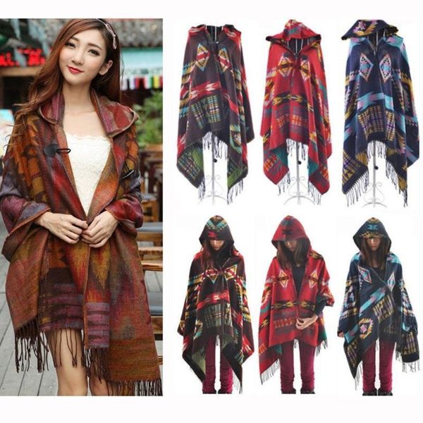 

2019 women autumn winter fashion casual knitted cashmere poncho capes shawl cardigans sweater coat blusas de inverno feminina 501, Black