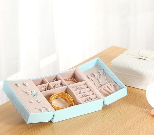 

new jewelry storage box makeup case cosmetics beauty organizer birthday gift ring&earrings organizer necklace packaging11, Black;white