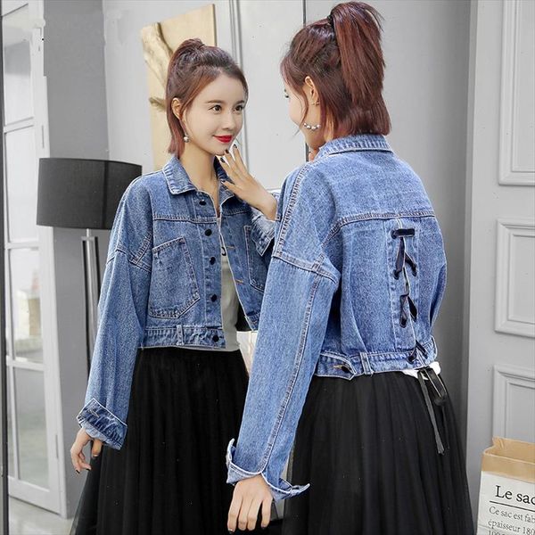 

denim jacket woman loose jeans jacket denim jacket oversize crop casual summer ladies solid female women jackets and coats, Black;brown