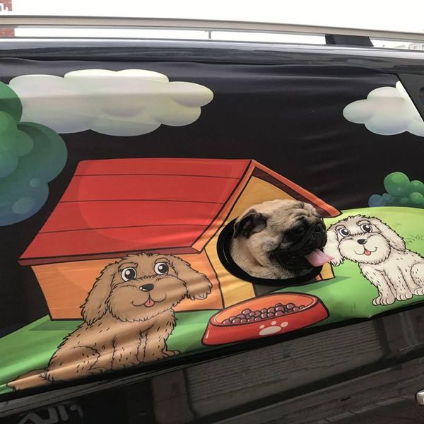 

dog car seat covers pet cartoon printing elastic safety guardrail window shielded for cats with small hole puppy visor
