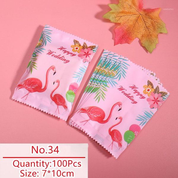 

gift wrap 100pcs/lot candy cookies bag homemade pack pink tropical style summer flamingo decor nougat party wedding snack packing1