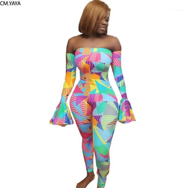 

new women rainbow geometric print ruffles flare long sleeve bodycon jumpsuit club night off shoulder romper playsuit gl50941, Black;white