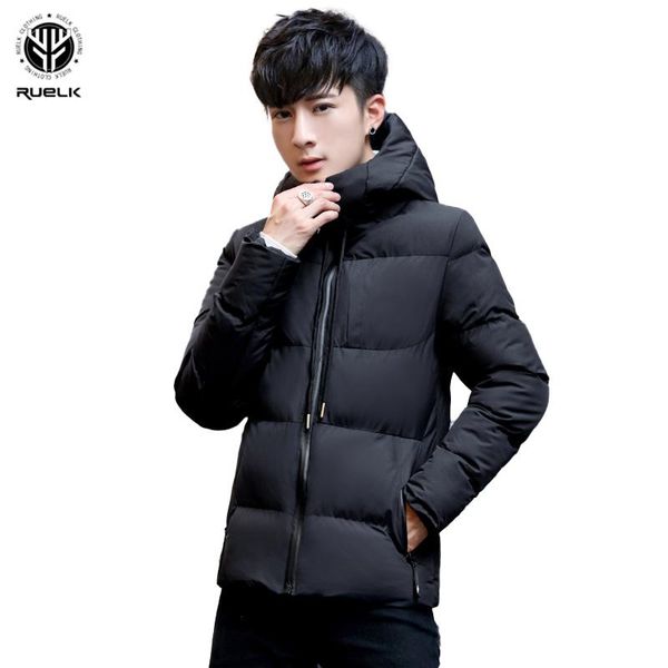 

men's down & parkas ruelk 2021 cotton-padded jacket winter trendy short hooded fashion self-cultivation warm and cold casual, Black