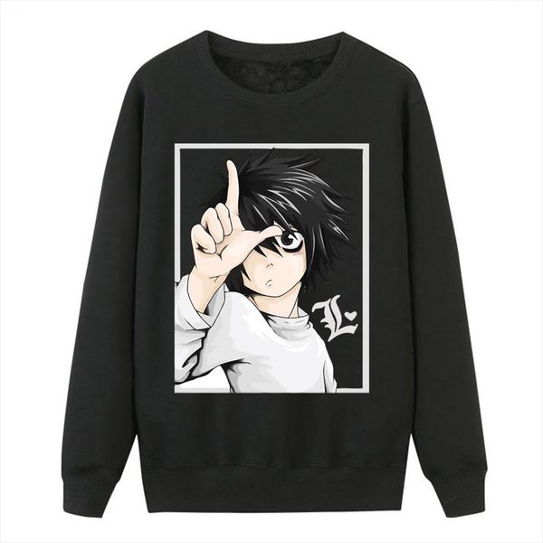 

2020 spring winter new fleece sweatshirts japanese anime death note yagami women sweatshirt fitness hoodies harajuku sportswear, Black