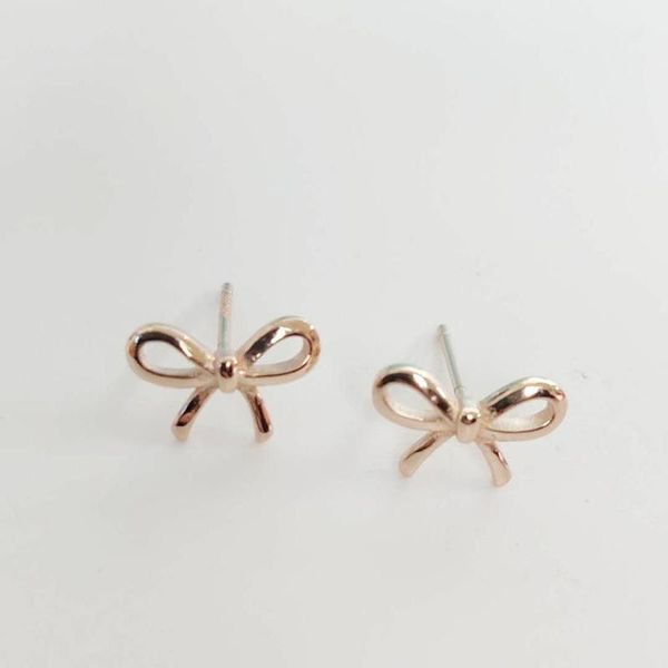 

s925 earrings sweet and fresh bow all-match earrings, Golden;silver