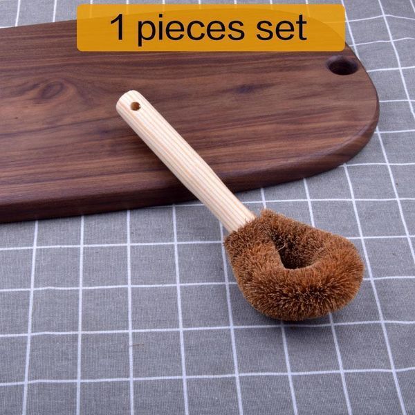 

kitchen long handle pot brush coir coconut fiber cup kettle mugs cleaning brush with hook h qyllit