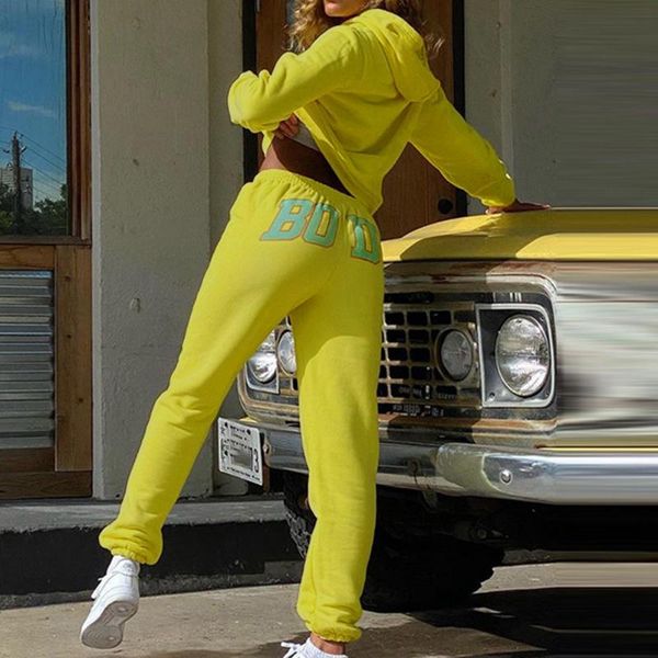 

laamei women tracksuit casual loose sport suit for women two piece set crop hoodie and pants letter print matching sets, Gray