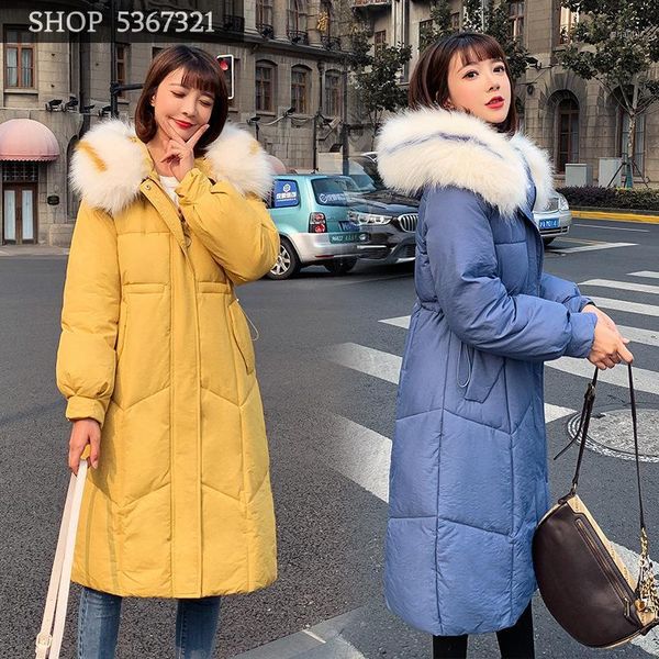 

cotton-padded clothes woman 2019 waist down cotton woman renovation length fund overknee cotton-padded jacket loose coat tide1, Black