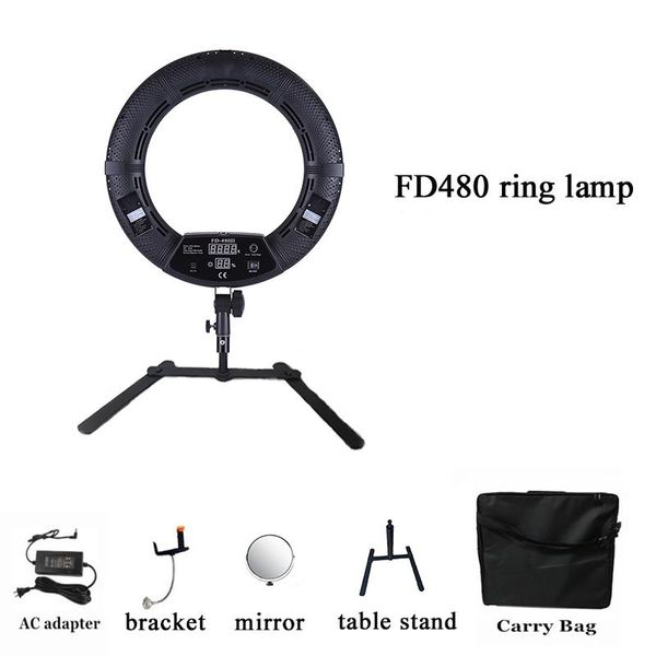 

flash heads yidoblo fd-480ii bi-color po beauty studio ring light led video lamp pographic lighting 96w 3200-5500k lamps