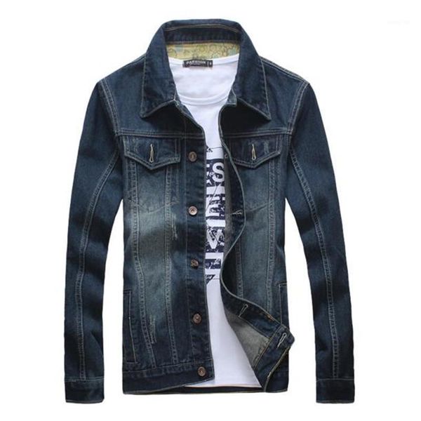 

denim jacket men 2020 autumn winter new simple casual turndown collar mens denim jeans jacket coat fitted size m-5xl1, Black;brown