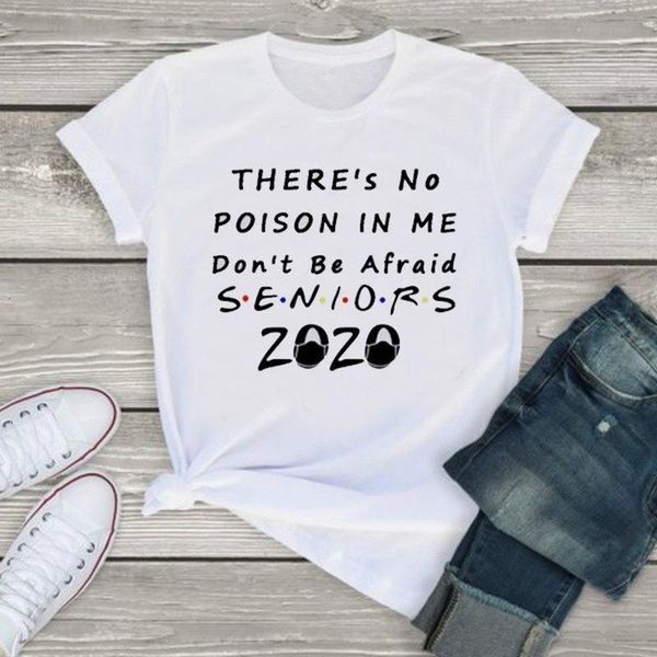 

there's no poison in me letter print t shirt women short sleeve o neck loose tshirt 2020 summer women tee shirt, White