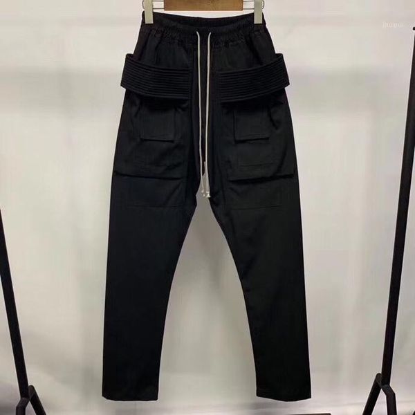 

men hi streetwear drop crotch cargo pants1, Black