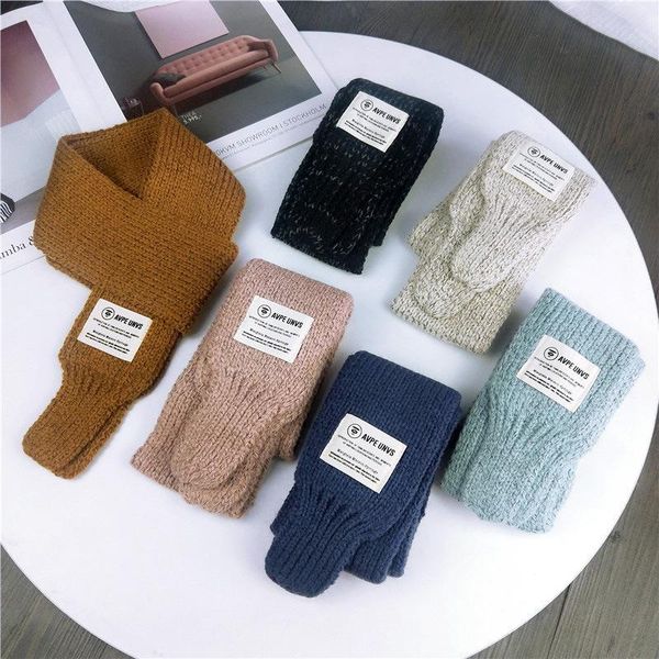 

scarves korean style small parent-child scarf cute student knitted woolen winter men and women, Blue;gray
