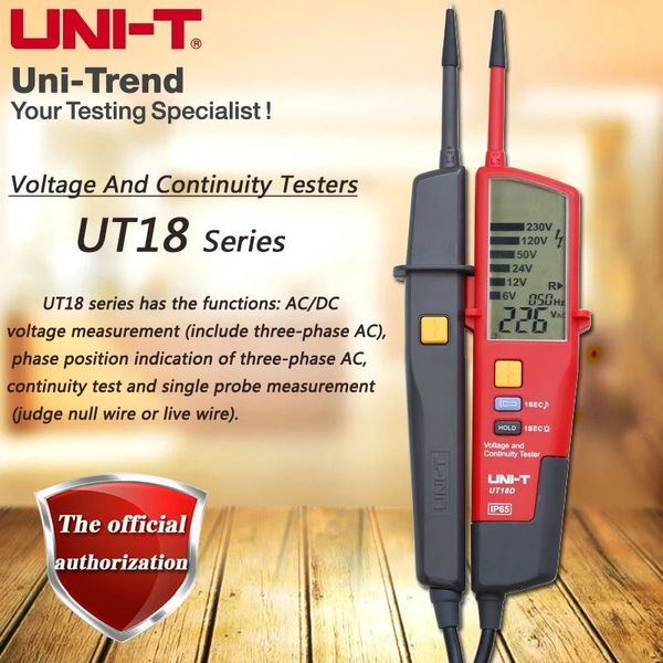 UNI-T UT18C UT18D Testadores de tensão e continuidade Detecção de polaridade à prova d'água RCD