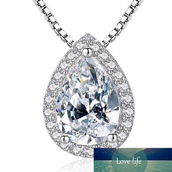 

white sweet color pear cut water drop shaped necklaces & pendants for women jewelry, Silver