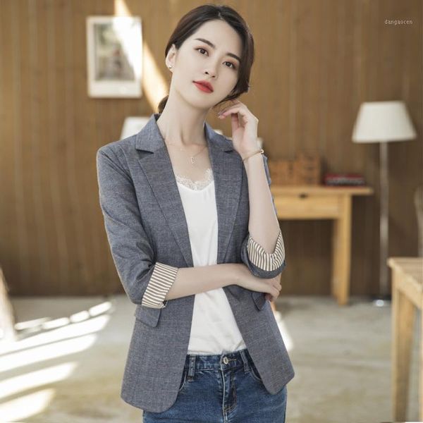 

fashion ladies grey blazer women jackets half sleeve business clothes elegant slim office uniform styles1, White;black