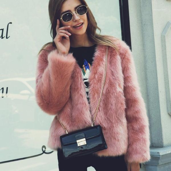 

autumn pink faux mink leather jacket womens winter warm short fur leather coat women slim jackets jaqueta de couro fashion1, Black