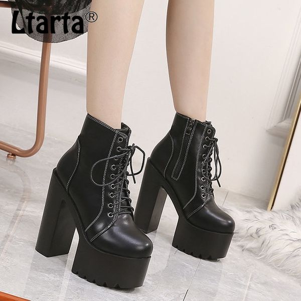 

ltarta women platform boots 15cm super high heel platform thick bottom high roman shoes women boots women zyw-659-15 t200425, Black
