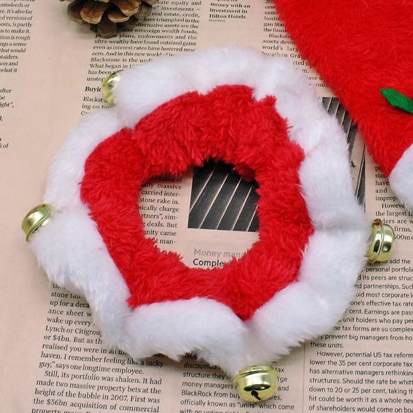 

christmas dog hat and collar set dogs costume santa hats cap necklace with bell pet supplies for christmas festival de jllkmv