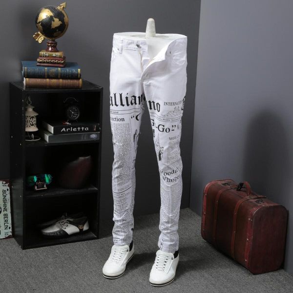 

2020 korean fashion of print men brim for thin, casual fitting denim pants 9ces, Blue