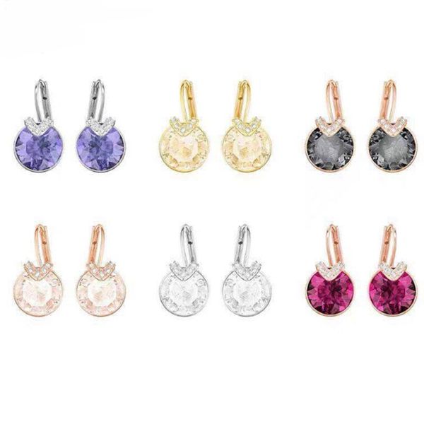 

swa bella v pierced earrings multicolor crystal gemstone women's earrings elegant earings gift, Silver