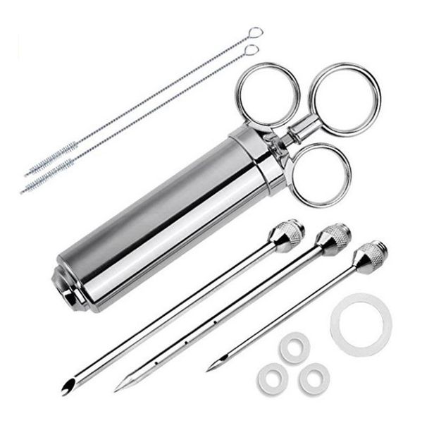 

2oz grill marinade seasoning injector with 3 needles stainless steel meat cooking syringe injection with cleaning jllpkn fight2010