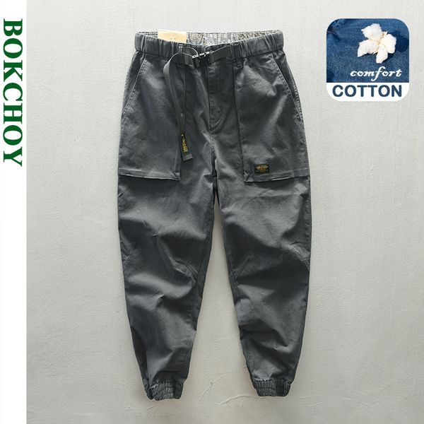 

autumn winter men cargo pants cotton male patchwork big pockets casual mid waist loose fit trouser ga-z313, Black