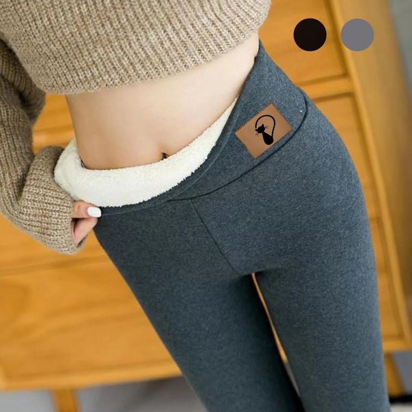 

40# solid color thick velvet leggings women casual skinny trouser women leggings high waist warm pants, Black