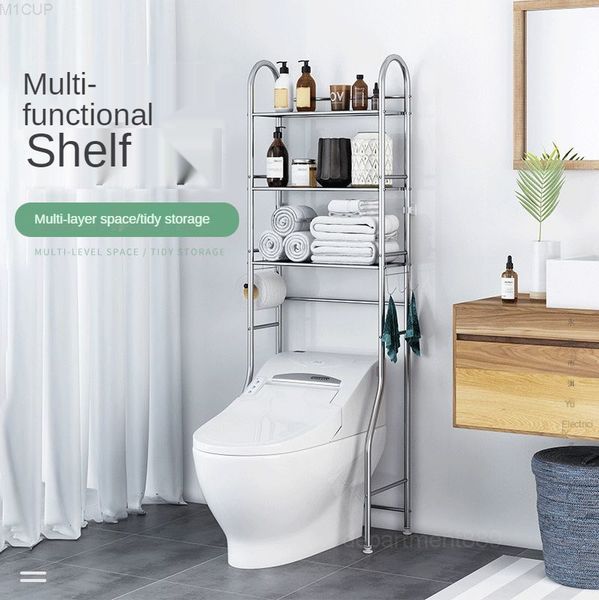 

stainless steel punching shelf bathroom toilet storage washing machine rack