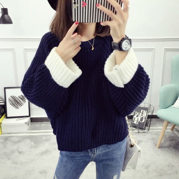 

2021 new oversized sweaters and pullovers autumn winter women short version pull femme hiver loose batwing sleeve knitted sweater h286, Black;gray