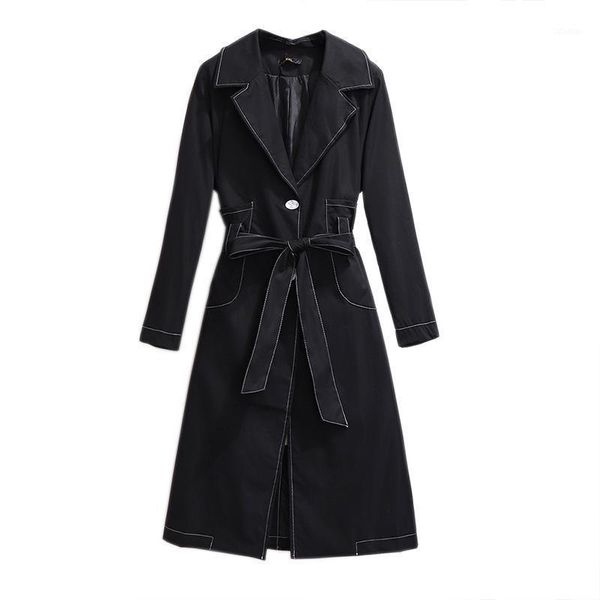 

women's trench coats coat for women spring and autumn wear plus size clothes 2021 bow decoration long windbreaker1, Tan;black