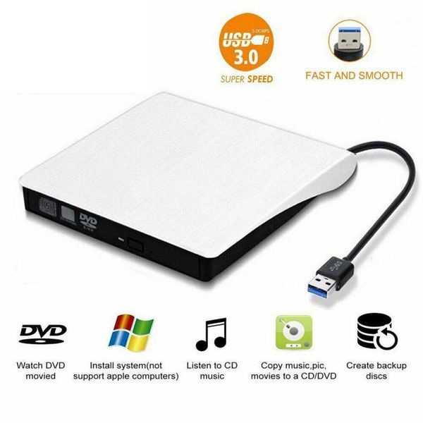 

usb 3.0 slim external dvd rw cd writer drive burner reader player optical drives for lappc1