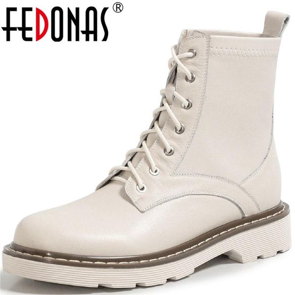 

fedonas female heels genuine leather shoes woman 2020 winter thick heels boots for women party working ankle boots, Black