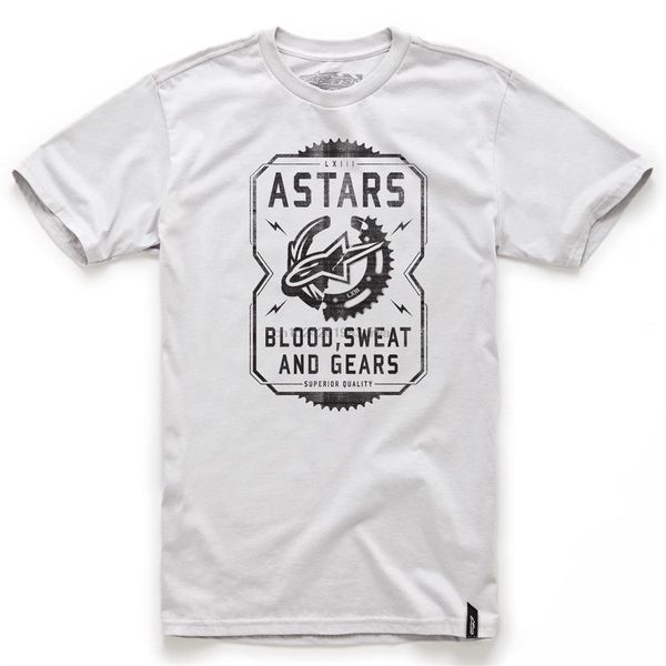 

alpine star men's short sleeve t-shirt blood sweat gears tee light gray sport hooded sweatshirt hoodie