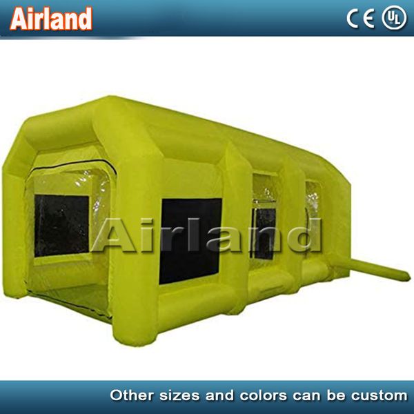 

customize yellow inflatable tent mobile car spray paint booth shop environmentally friendly dust-warm house for car motorcycle outdoor