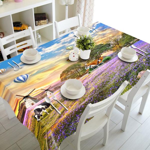

table cloth customizable 3d tablecloth lavender pattern washable dustproof thicken rectangular and round for wedding