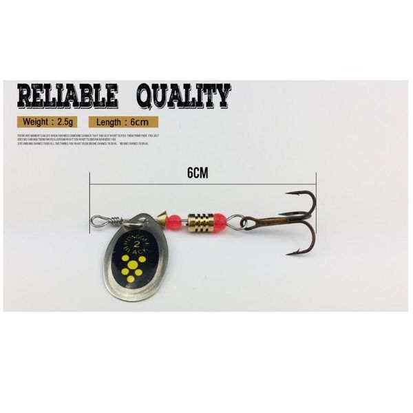 

1pcs hooks spinner spoon metal lures rotating 6cm/2.5g fishing lure sequins crankbait hooks for bass pike wobble sqcmbh