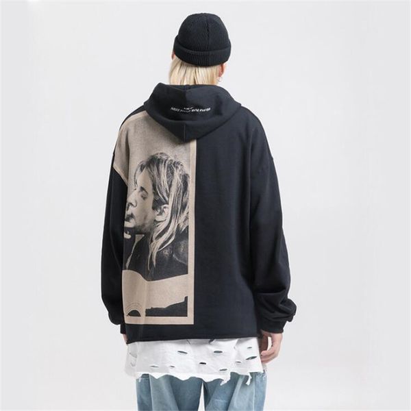 berühmter Branddesigner Hoodienagri Kurt Cobain Print Hoodies Männer Hip Hop Casual Punk Rock Pullover Kapuzenpullover Sweatshirts Streetwear Fashion Hoodie Tops 201116