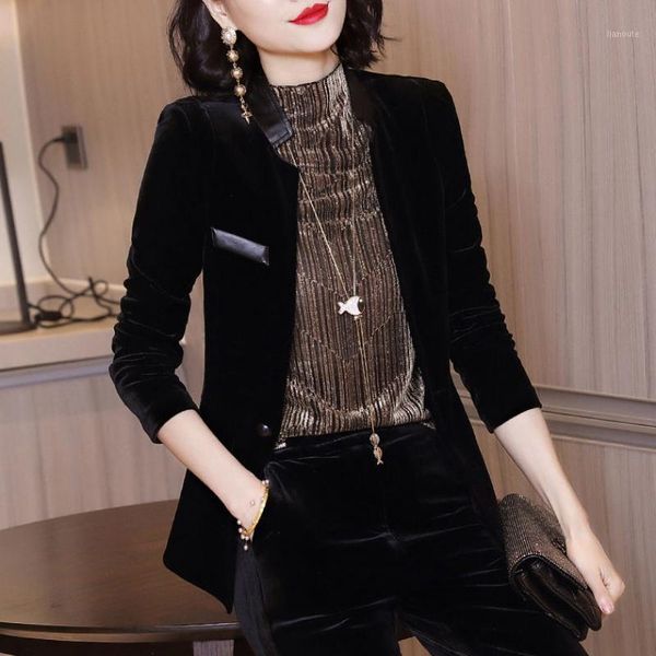 

gold velvet ladies blazers black jacket womens blazers long sleeve jackets blezer feminina women coat chaquetas mujer1, White;black