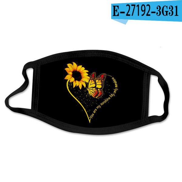 

factory summer breathable sunflower butterfly printing dustproof and windproof cotton half face black mask 5 pdxn0