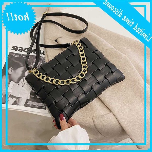

vintage weave leather women shoulder crossbody 2020 luxury design chain casual totes ladies messenger bags female purses