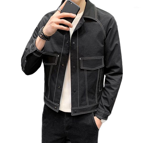 

nouvelle décontracté décontractée en vrac version coréenne de 'auto-culture automne denim veste à boutonnage unique streetwear1, Black;brown
