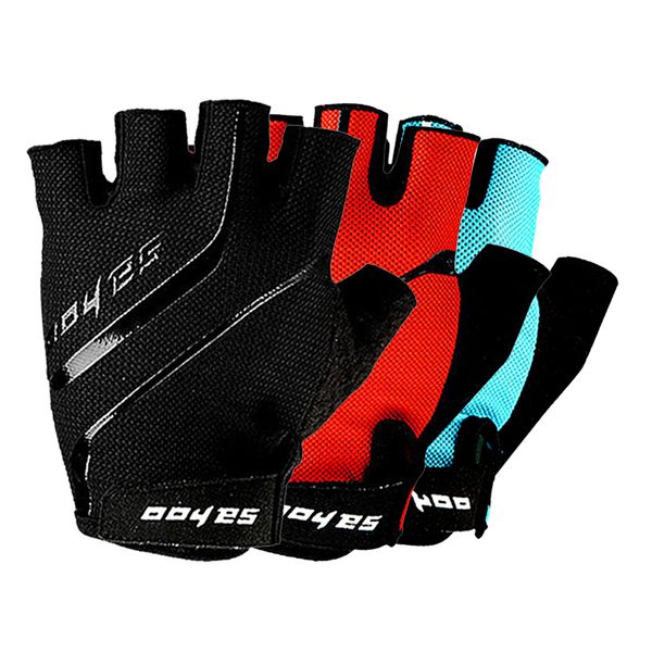 

one pair mountain road bike half finger bicycle cycling gloves shock-absorbing silicone gel padded gym fitness workout, Blue;gray