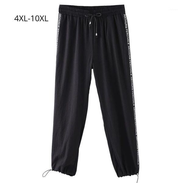 

womens plus size 10xl 8xl 6xl 4xl ankle-length summer pants feminina elastic high waist pencil pant womens casual trousers1, Black;white