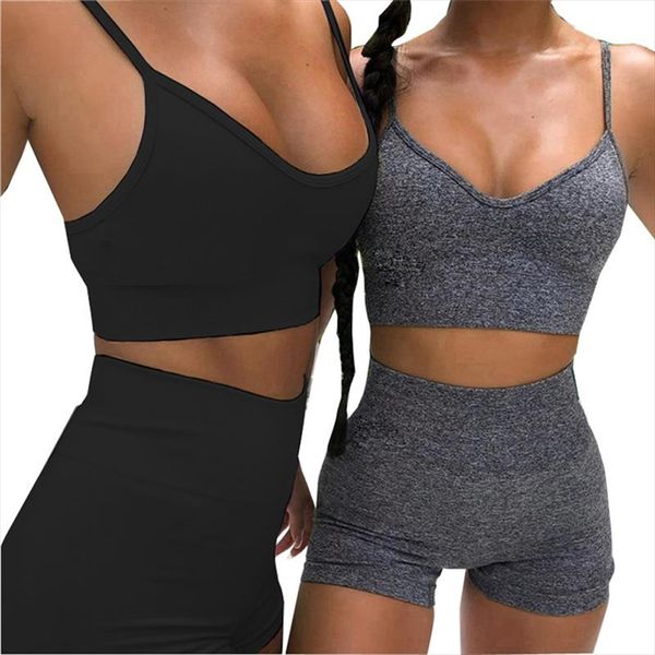 

women summer two piece set sport crop and pants biker shorts casual black gray white sleeveless workout tracksuit