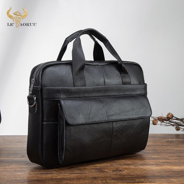 

men genuine leather antique fashion business briefcase 15.6" lapcase attache portfolio tote travel messenger bag 1119