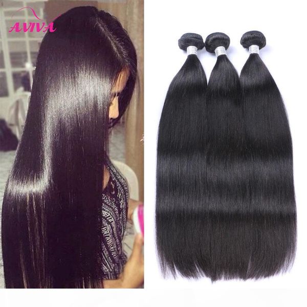 

unprocessed 9a virgin brazilian human hair weaves bundles malaysian mongolian cambodian indian peruvian straight remy mink hair extensions, Black