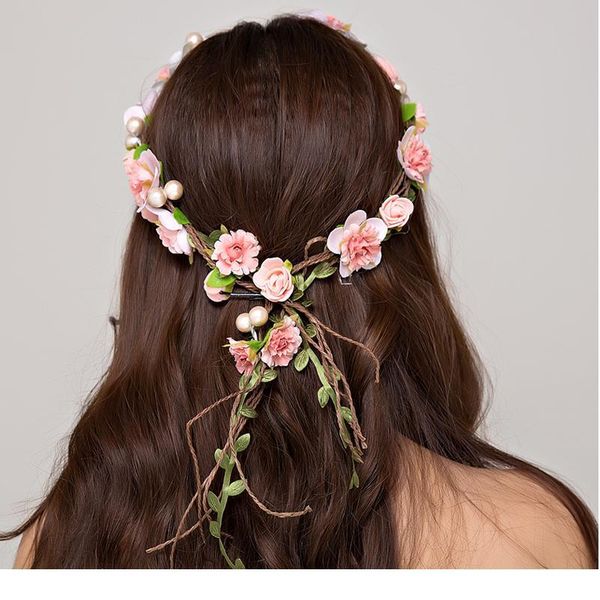 

women wedding flower wreath crown bridal hair headdress decoration flower crowns hair accessories adjustable party qylzvg