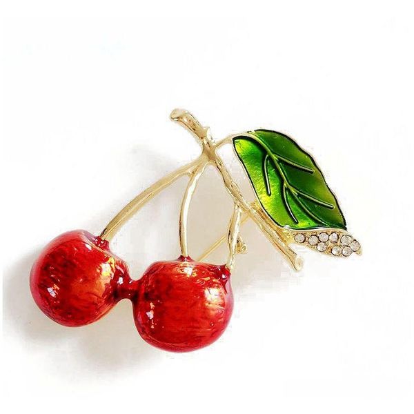 

shipping new sweet red cherry crystal stone elegant enamel brooches jewelry, fashion pretty gift brooch 8pfyd, Gray