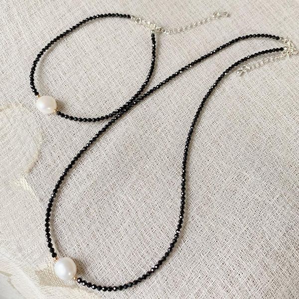 

рейки healing jewelry 2мм маленький черный обсидиан камень choker ожерелье белый барокко перл шарм природные пресной воды жемчужное ожерелье, Golden;silver
